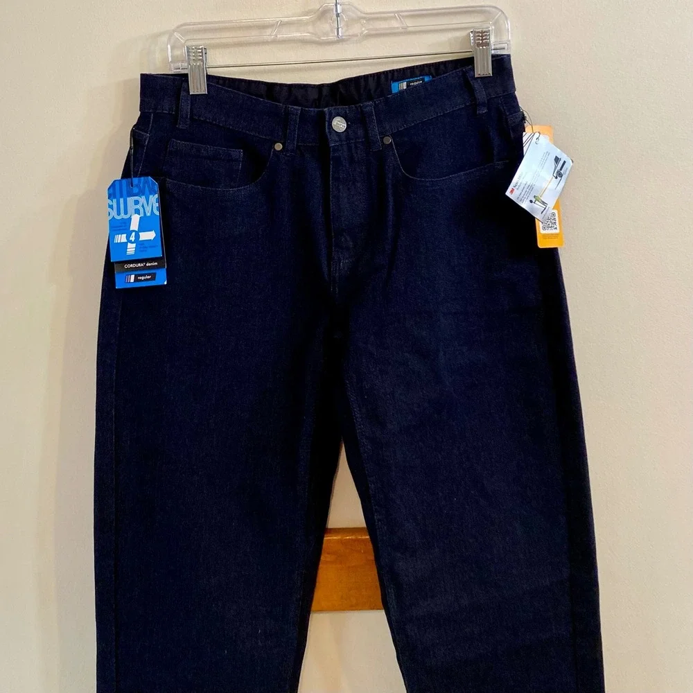 Swrve Regular Fit Jeans Cycling 4-Way Stretch Indigo Blue Cordura Sz‎ 30x34 NWT